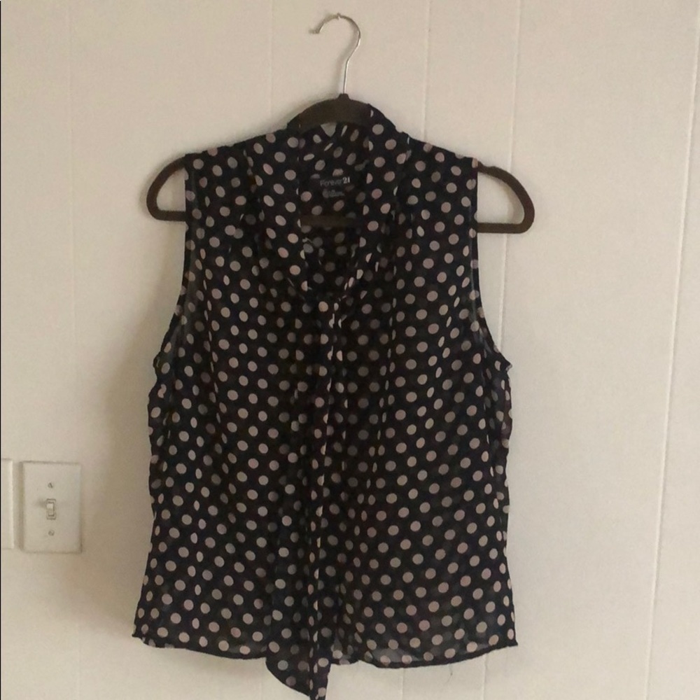 Forget 21 Polkadot Blouse with Tie